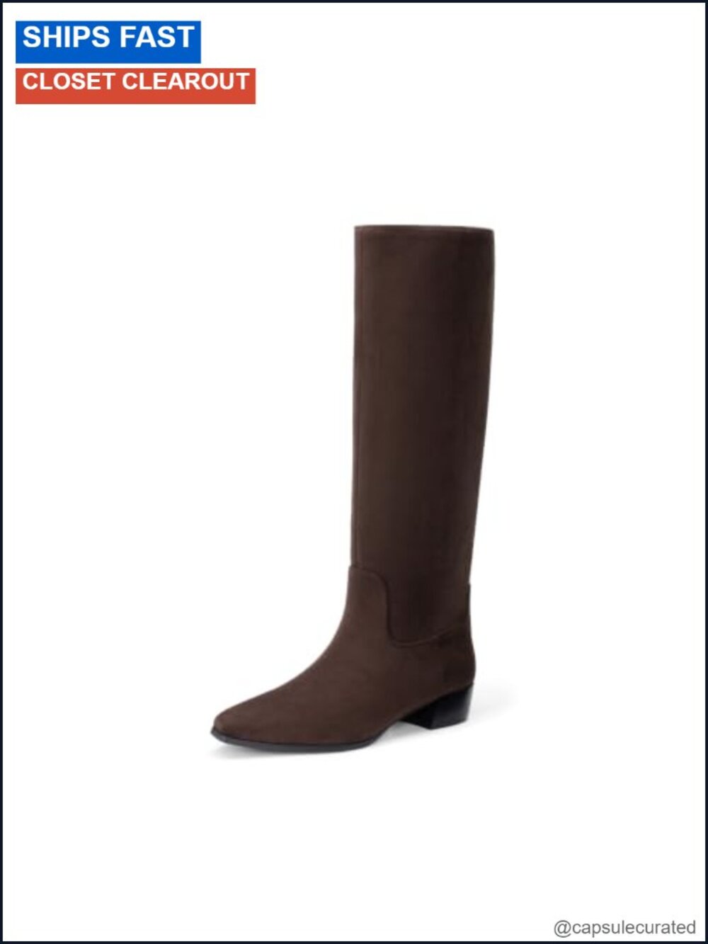 Dream Pairs Women's Knee-High Faux Suede Square Toe Block Heel Zip Boots